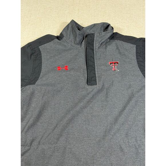 Under Armour Men’s L Black Gray ¼ Zip Long Sleeve Pullover Texas Tech Logo Shirt - Picture 8 of 9